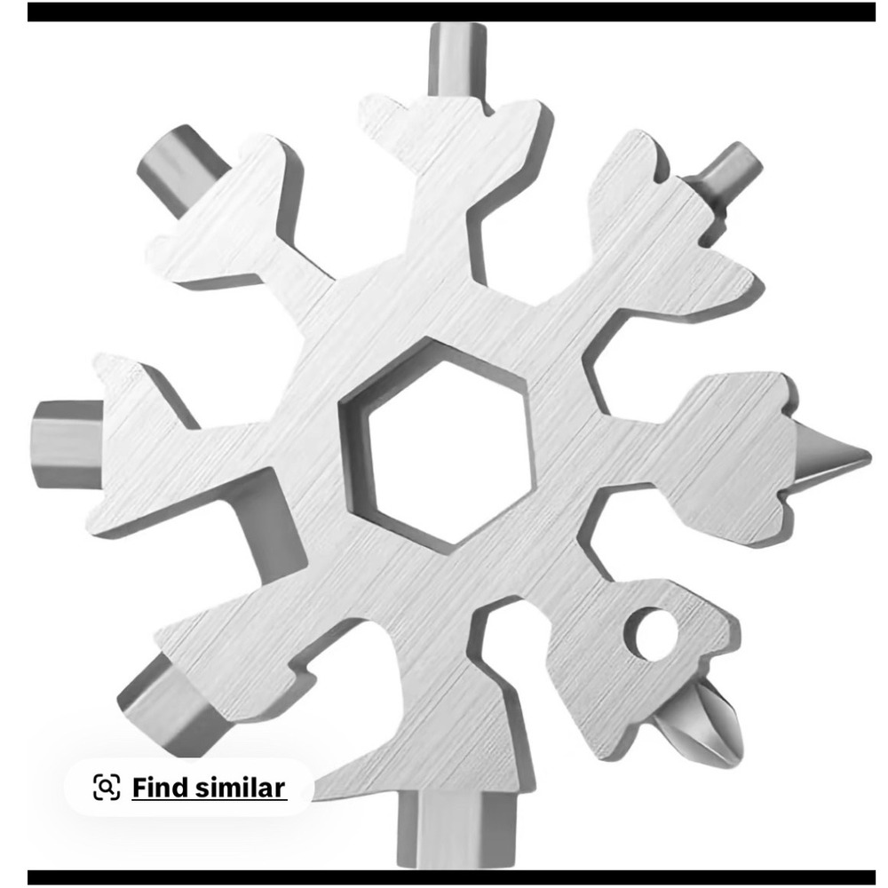 2 18-in-1 Snowflake Multi-Tool Stainless Steel Portable Keychain EDC Silver